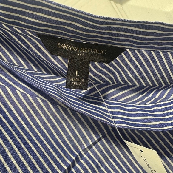 Banana Republic Blue and White Striped One Shoulder Shirt - Picture 3 of 6